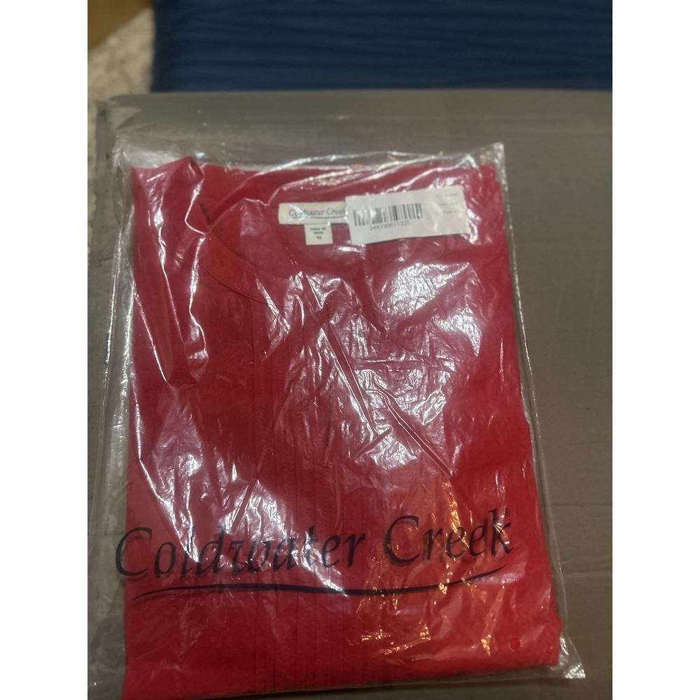 Coldwater Creek Women's 1X Fresh Red Blouse Style 24473 New Still In Plastic - Picture 3 of 6